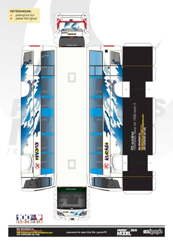 Detail Gambar Pola Papercraft Bus Nomer 11