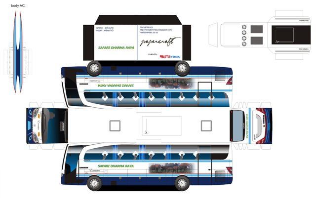 Detail Gambar Pola Papercraft Bus Nomer 5