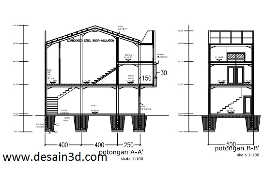 Detail Gambar Potongan Ruko 2 Lt Nomer 11