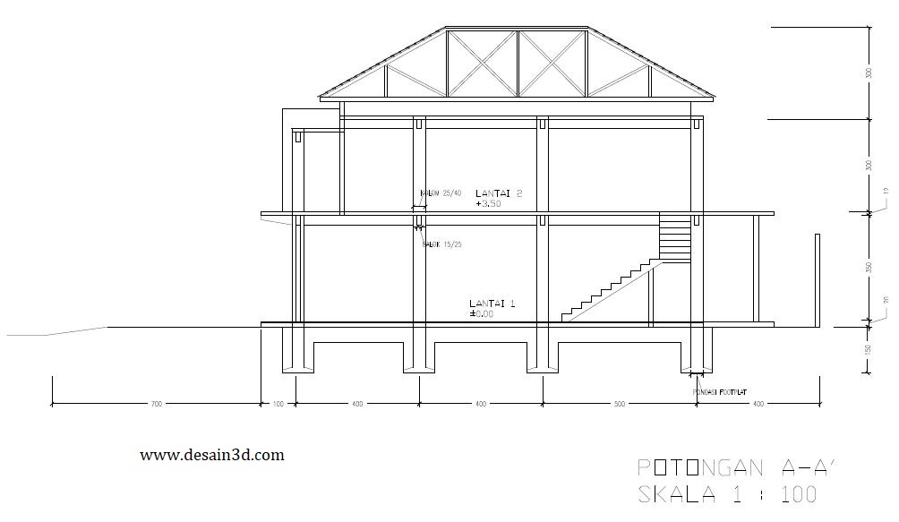 Detail Gambar Potongan Ruko 2 Lt Nomer 12