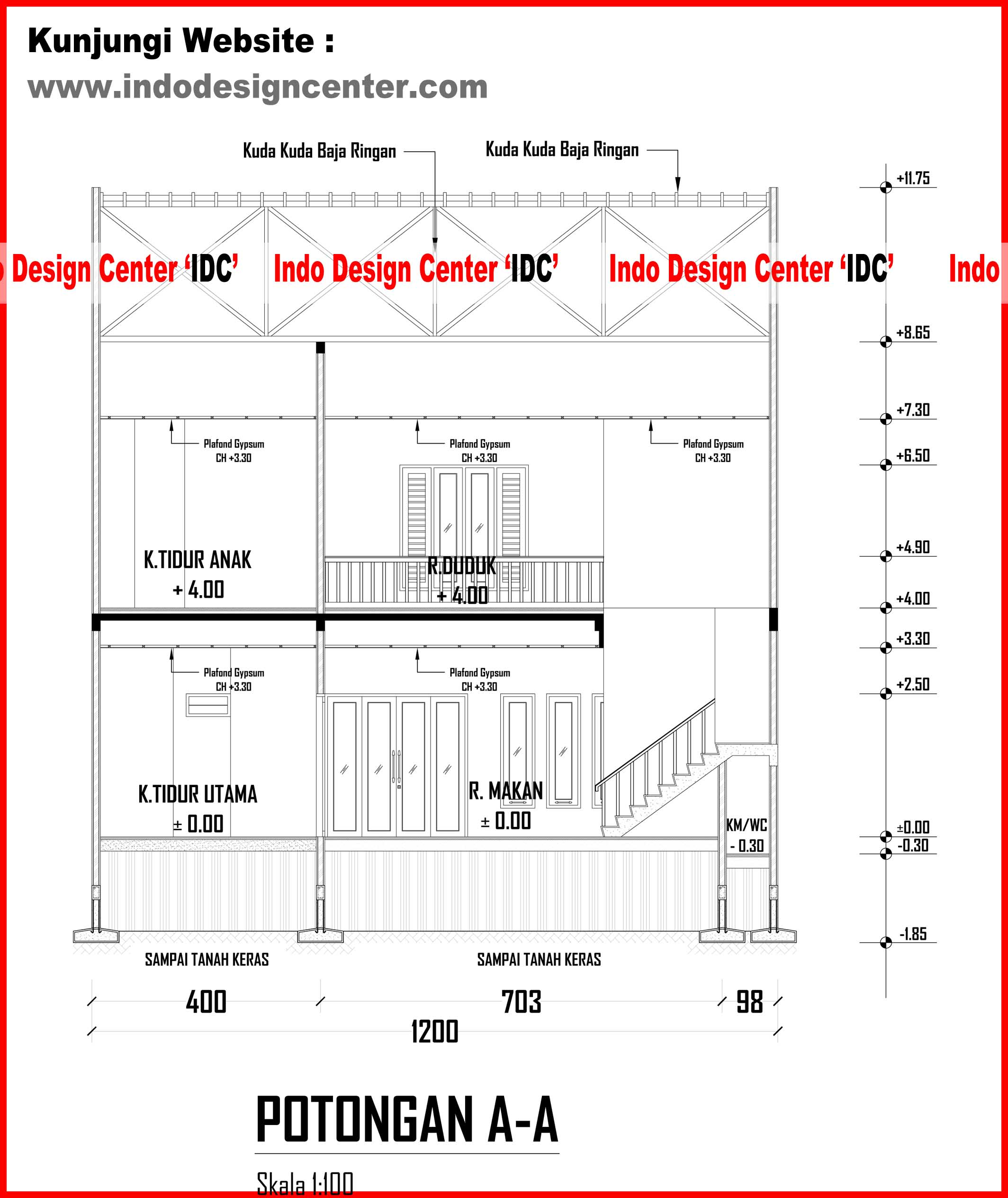 Detail Gambar Potongan Rumah Dua Lantai Dwg Nomer 27