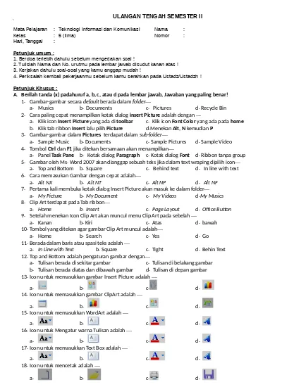 Detail Gambar Praktek Tik Kelas 2 Semester 2 Nomer 16