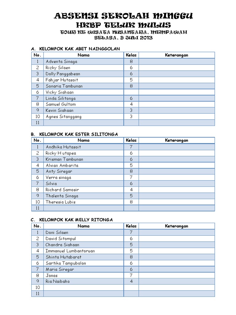 Detail Gambar Presensi Sekolah Minggu Nomer 37