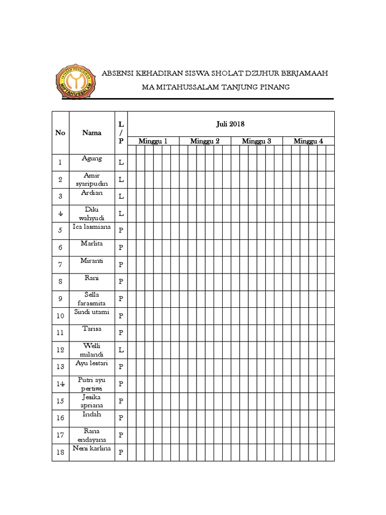 Detail Gambar Presensi Sekolah Minggu Nomer 46