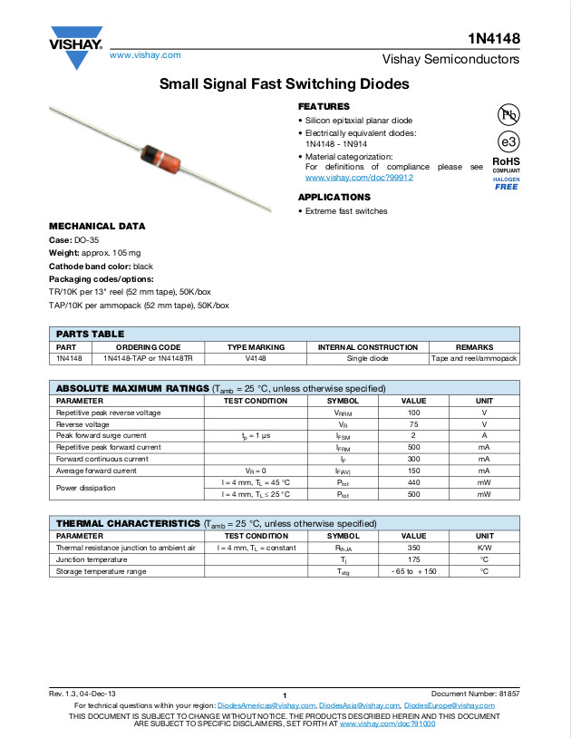 Detail Datasheet Dioda 1n4148 Nomer 7