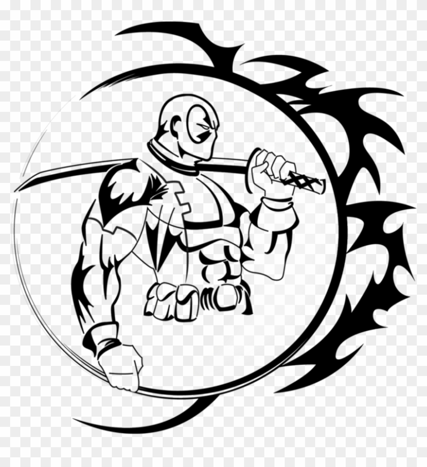 Detail Deadpool Clipart Black And White Nomer 9