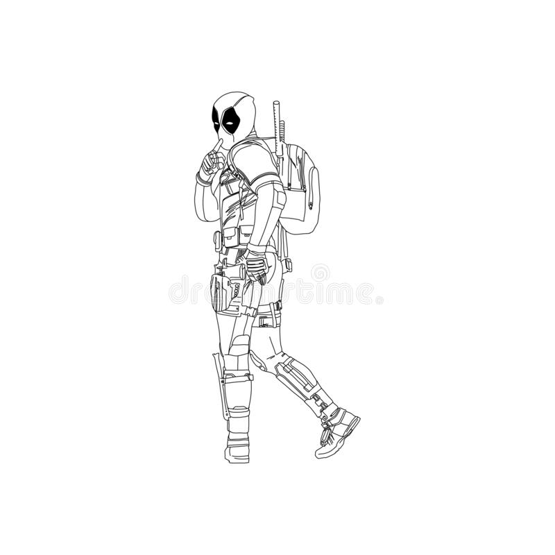 Detail Deadpool Clipart Black And White Nomer 14