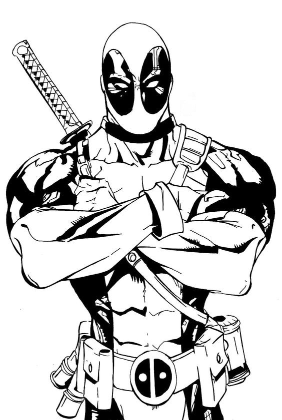 Detail Deadpool Clipart Black And White Nomer 24