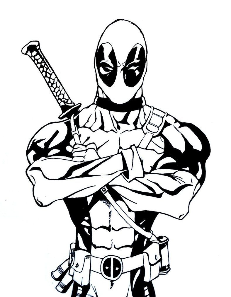 Detail Deadpool Clipart Black And White Nomer 45