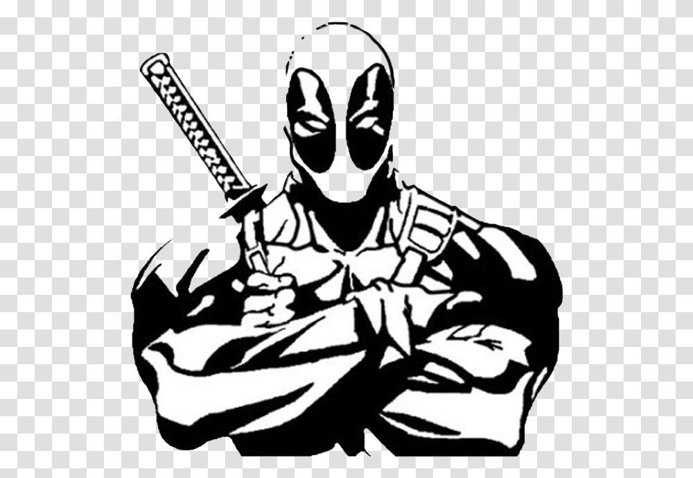 Detail Deadpool Clipart Black And White Nomer 4