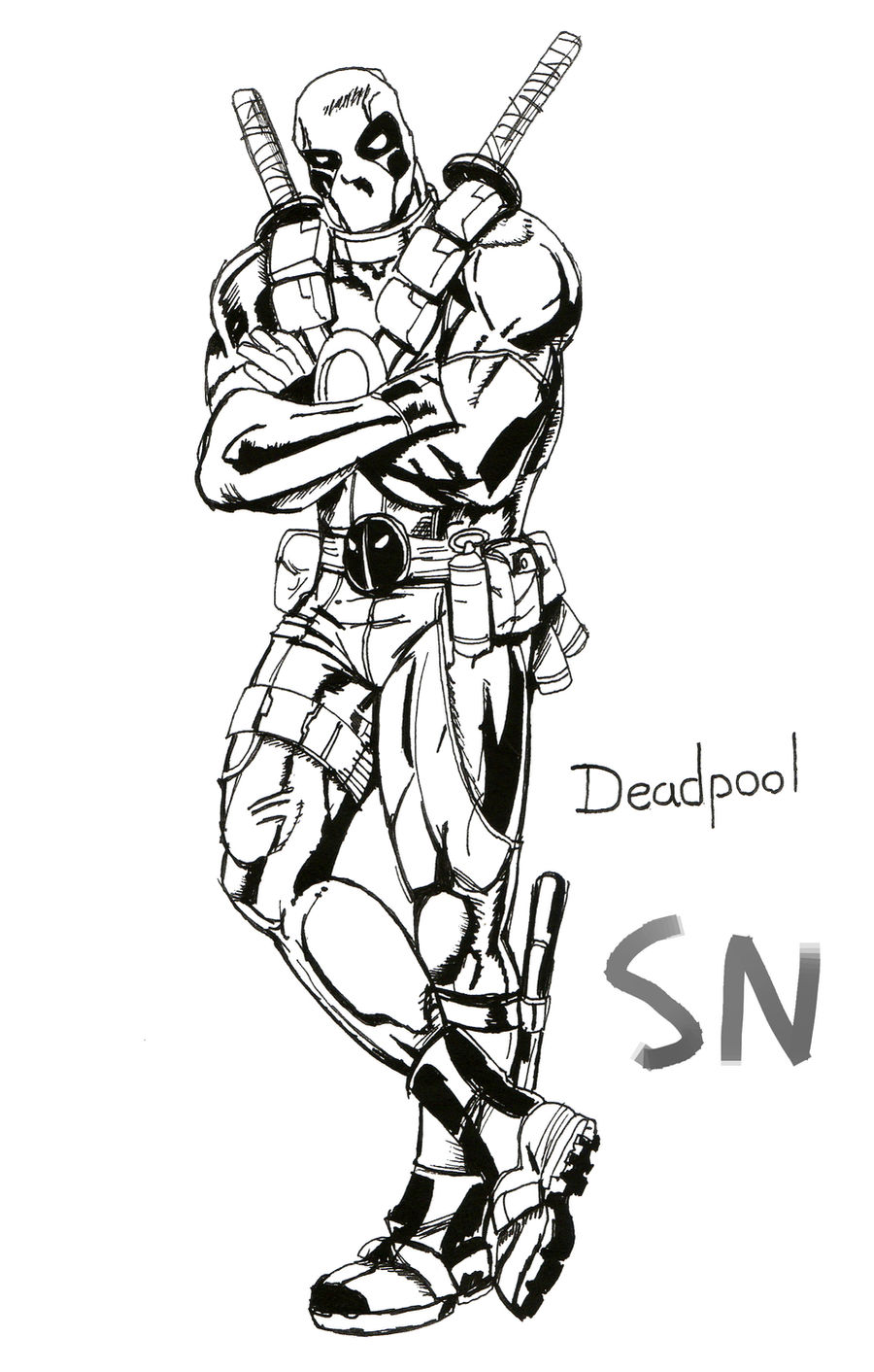 Detail Deadpool Clipart Black And White Nomer 52