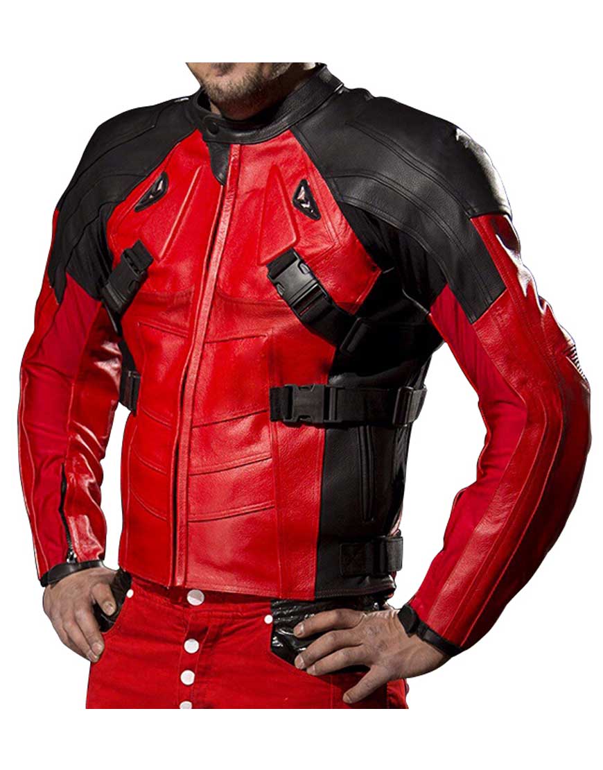 Detail Deadpool Leather Motorcycle Jacket Nomer 2