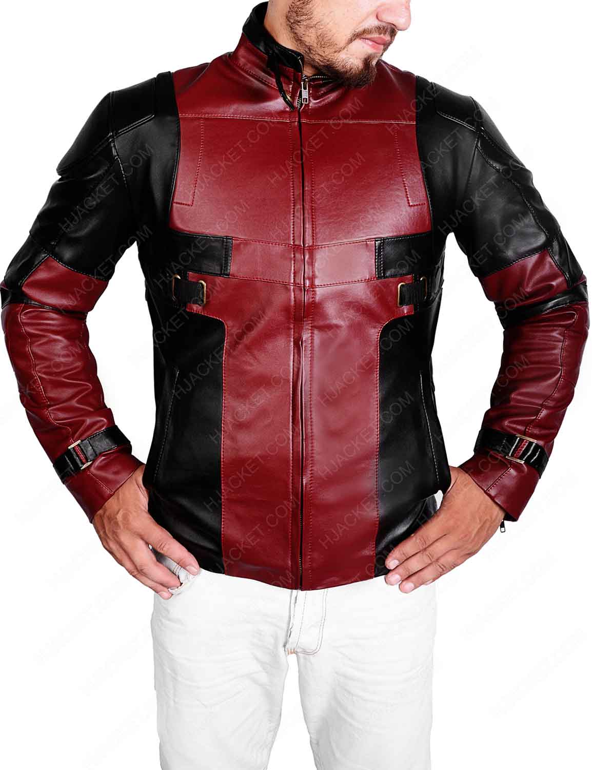 Detail Deadpool Leather Motorcycle Jacket Nomer 17