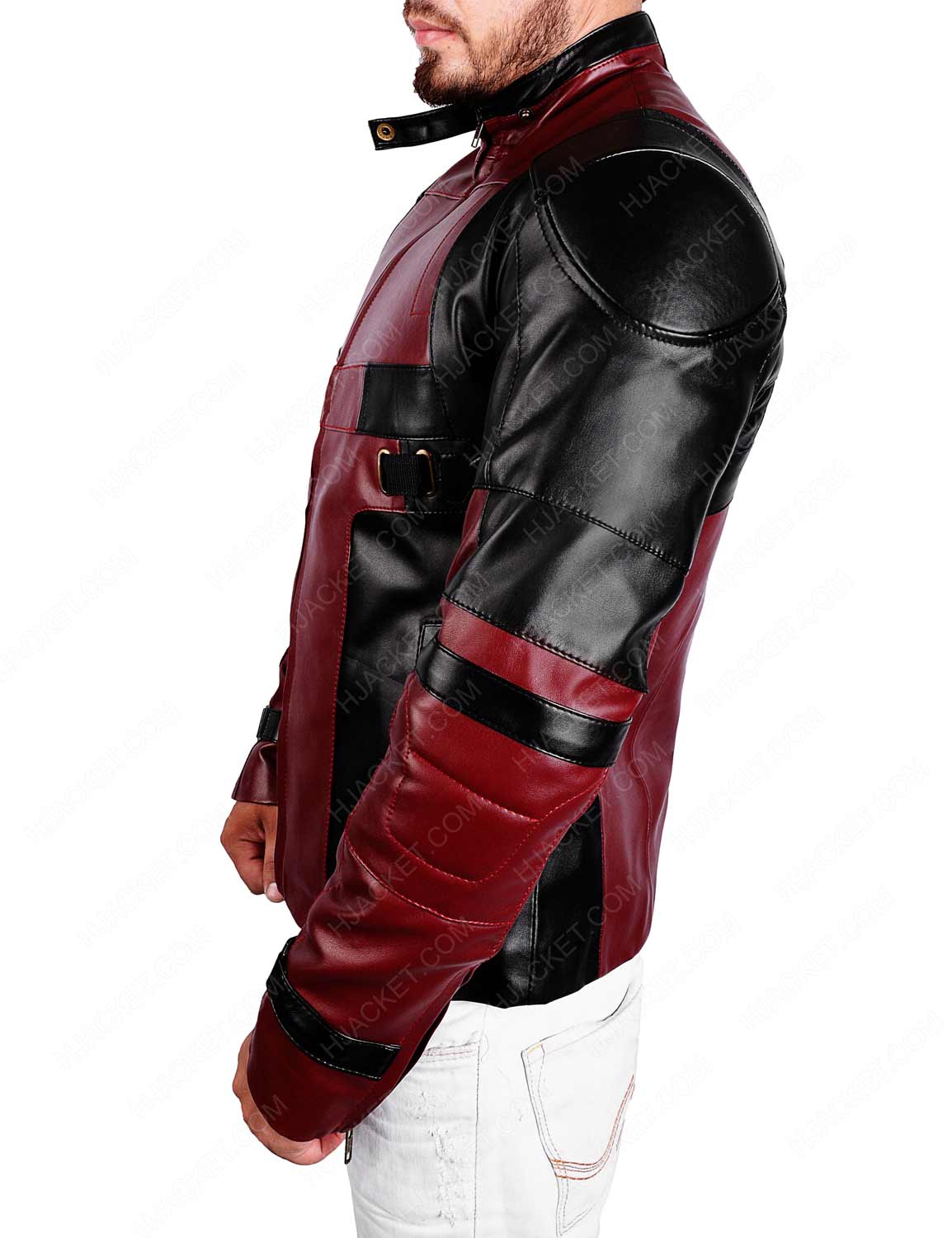 Detail Deadpool Leather Motorcycle Jacket Nomer 24