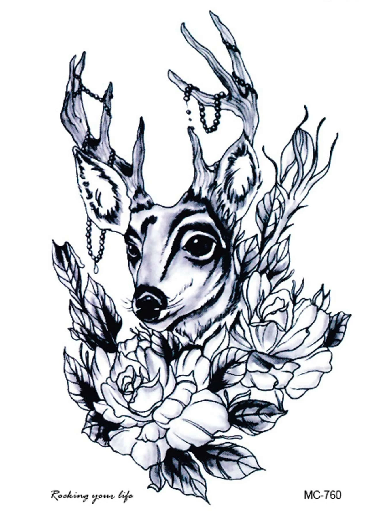 Detail Hirsch Tattoo Blumen Nomer 3