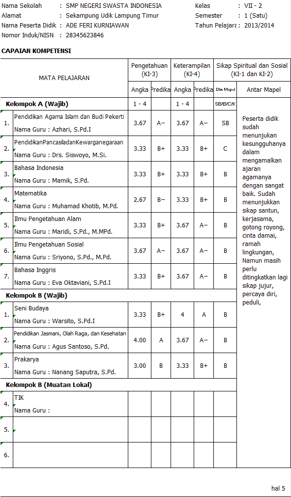 Detail Gambar Raport Smp Nomer 3