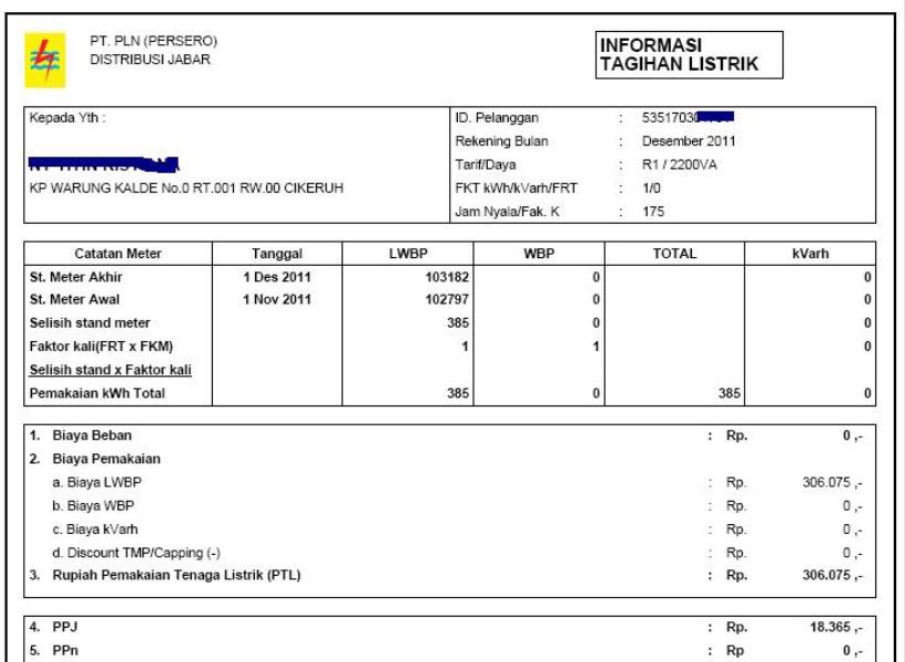 Detail Gambar Rekening Listrik Nomer 23