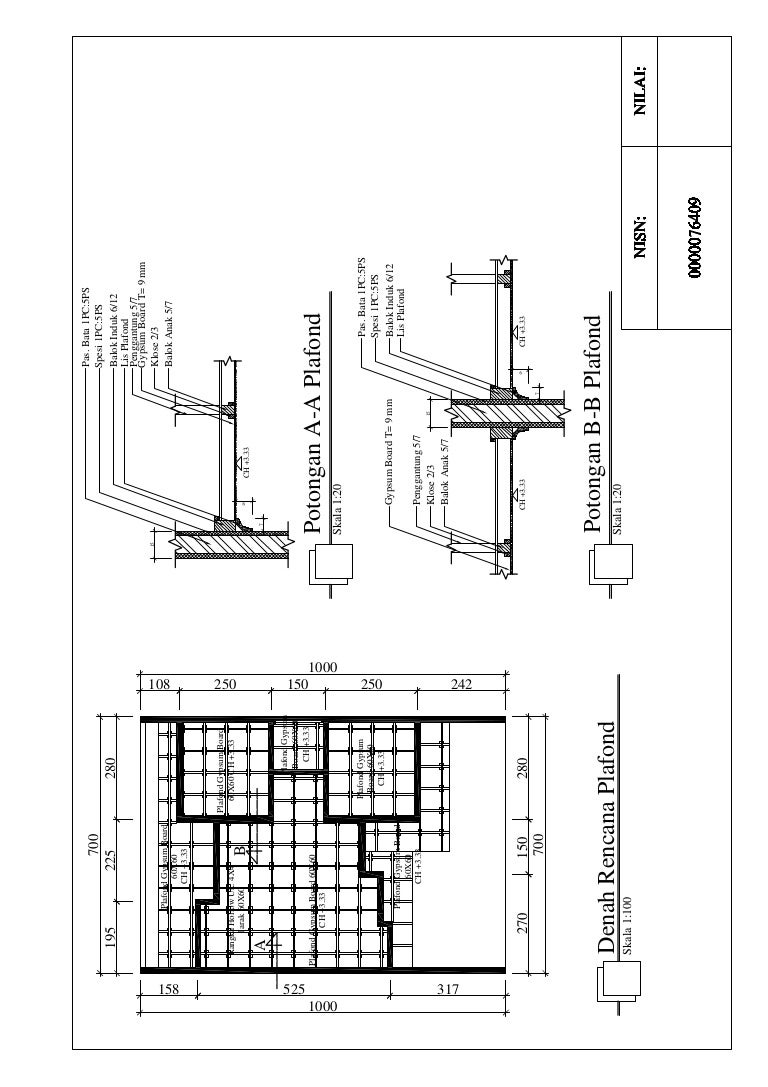 Detail Gambar Rencana Balok Plafond Dwg Nomer 6