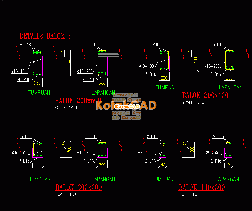 Detail Gambar Rencana Kolom Dan Balok Dwg Nomer 15