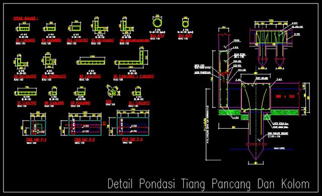 Detail Gambar Rencana Kolom Dan Balok Dwg Nomer 16