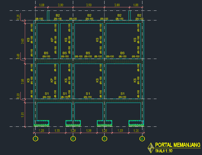 Detail Gambar Rencana Kolom Dan Balok Dwg Nomer 8