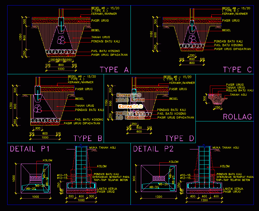 Detail Gambar Rencana Pondasi Dwg Nomer 20