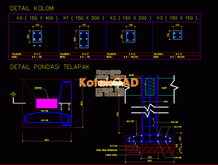 Detail Gambar Rencana Pondasi Dwg Nomer 30