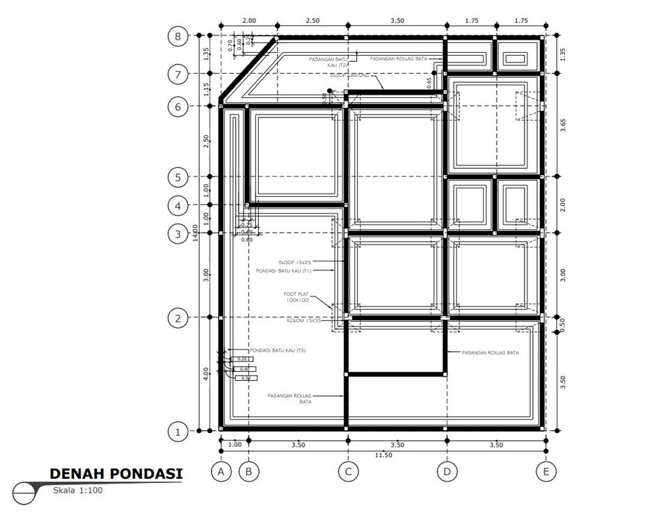 Detail Gambar Rencana Pondasi Dwg Nomer 50