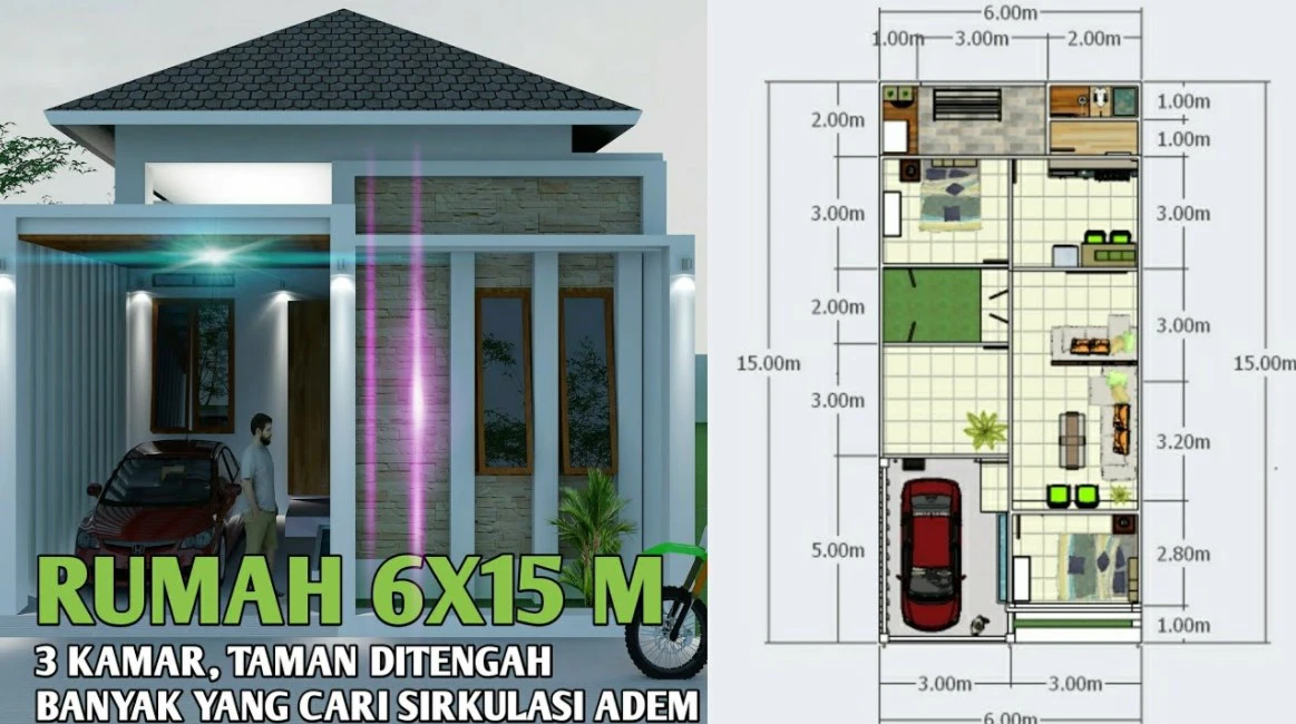 Detail Gambar Rumah 6x15 Memanjang Ke Belakang Nomer 22