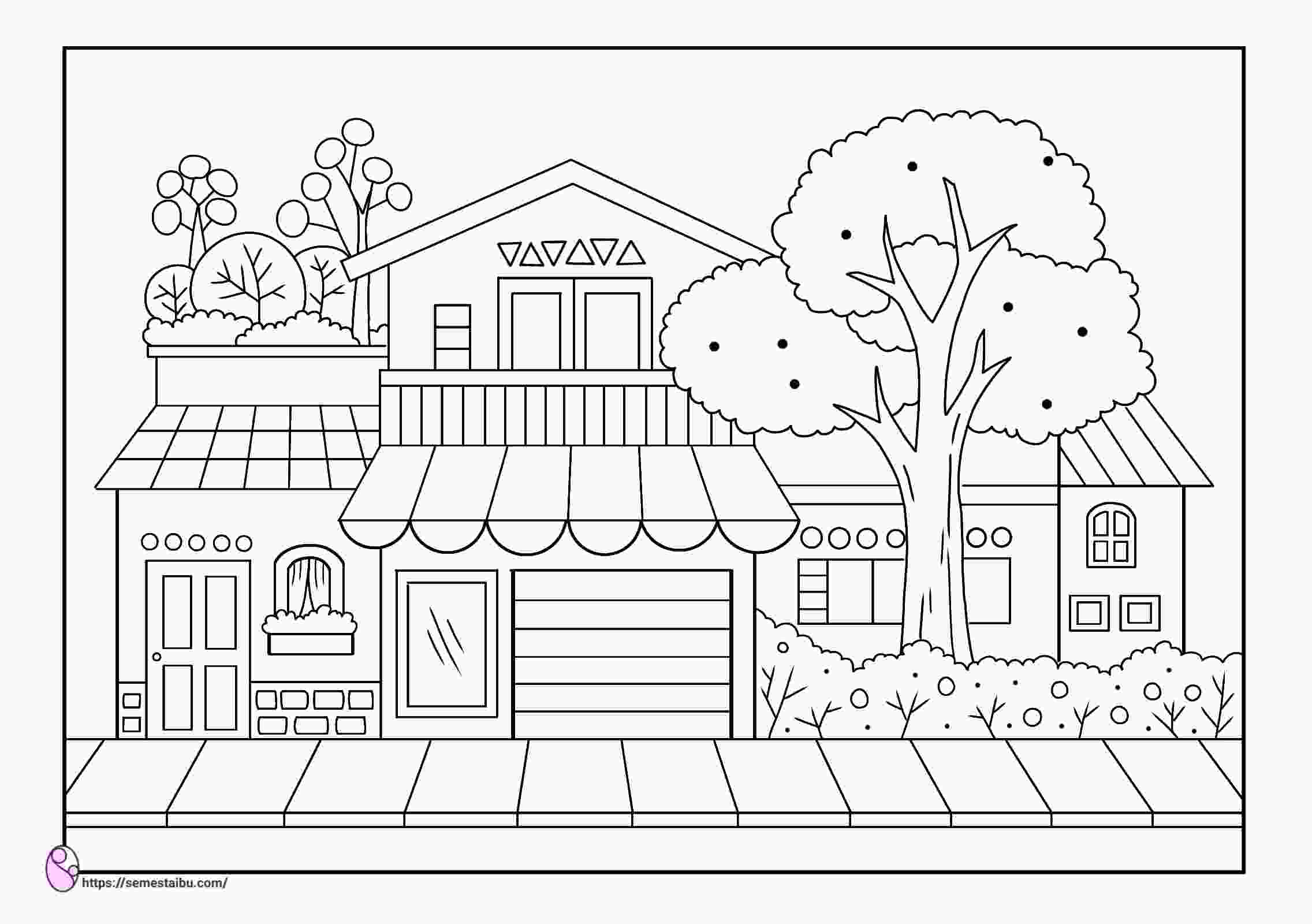 Gambar Rumah Hitam Putih Untuk Mewarnai 53+ Koleksi Gambar