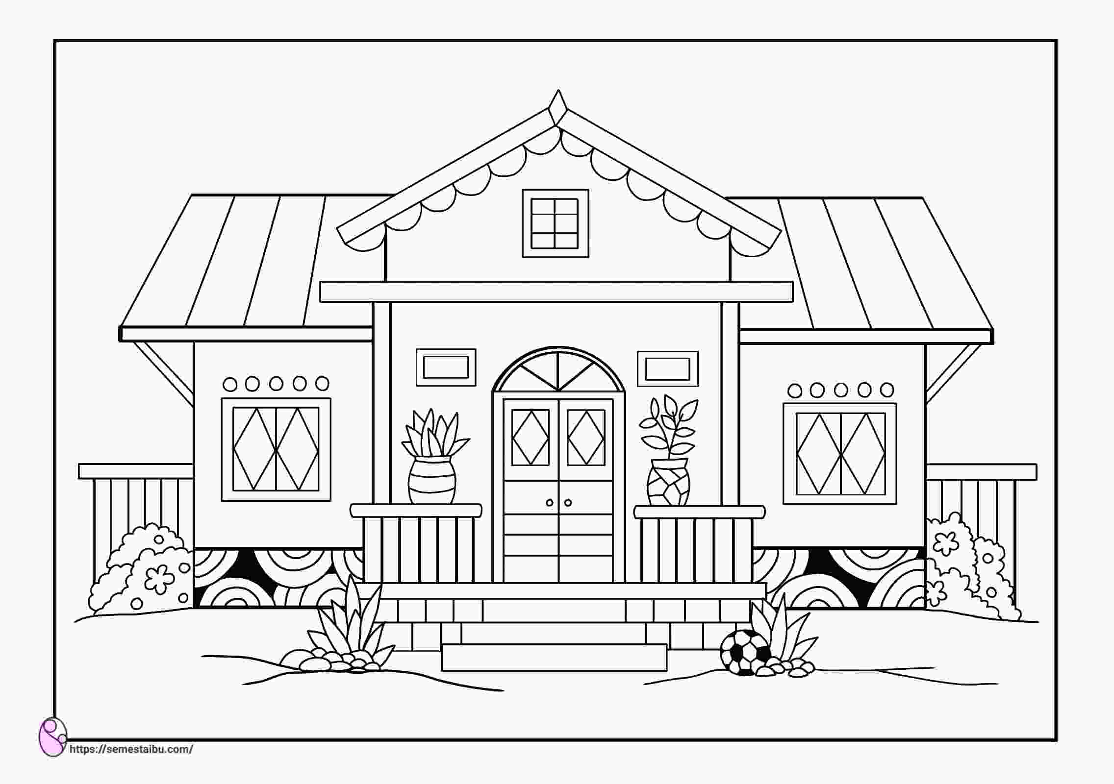 Halaman Unduh untuk file Gambar Rumah Hitam Putih Untuk Mewarnai yang ke 12