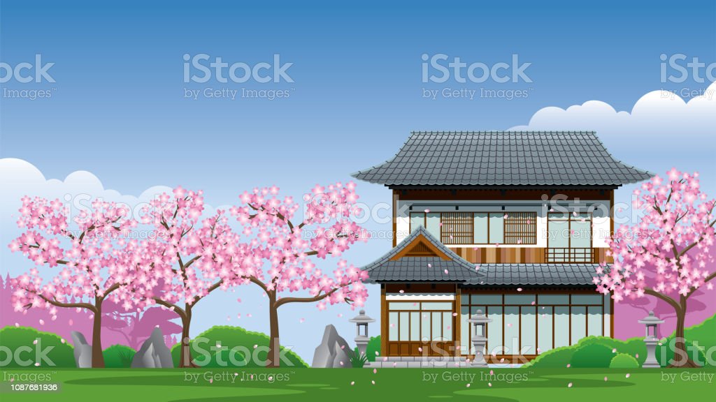 Detail Gambar Rumah Jepang Dan Bunga Sakura Nomer 7