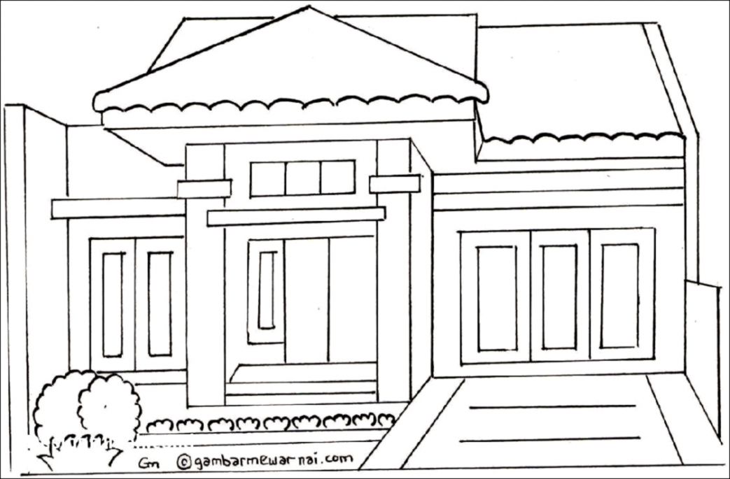 Detail Gambar Rumah Mewarnai Nomer 48