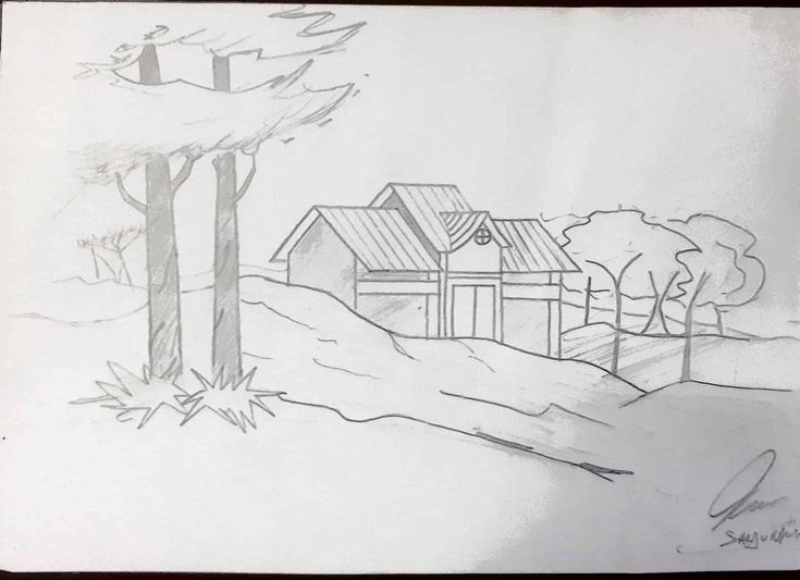 Gambar Rumah Pake Pensil 57+ Koleksi Gambar