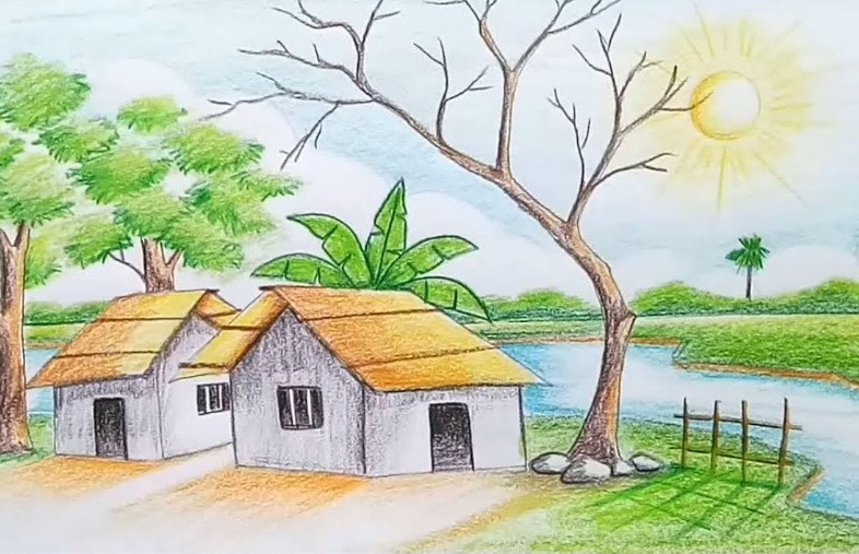 Gambar Rumah Pake Pensil 57+ Koleksi Gambar