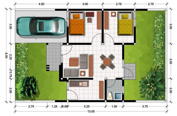 Detail Gambar Rumah Tipe 36 Gambar 3 Dimensi Nomer 13