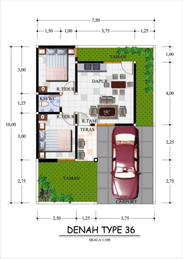 Detail Gambar Rumah Tipe 36 Gambar 3 Dimensi Nomer 16