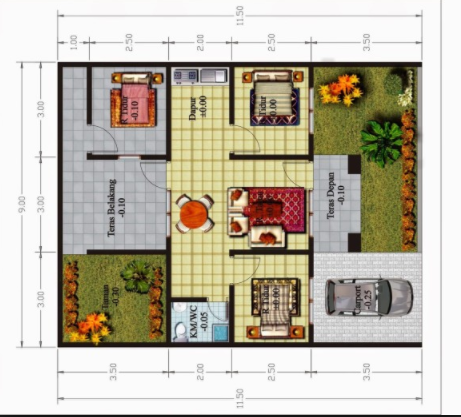 Detail Gambar Rumah Tipe 36 Gambar 3 Dimensi Rumah 36 Nomer 9