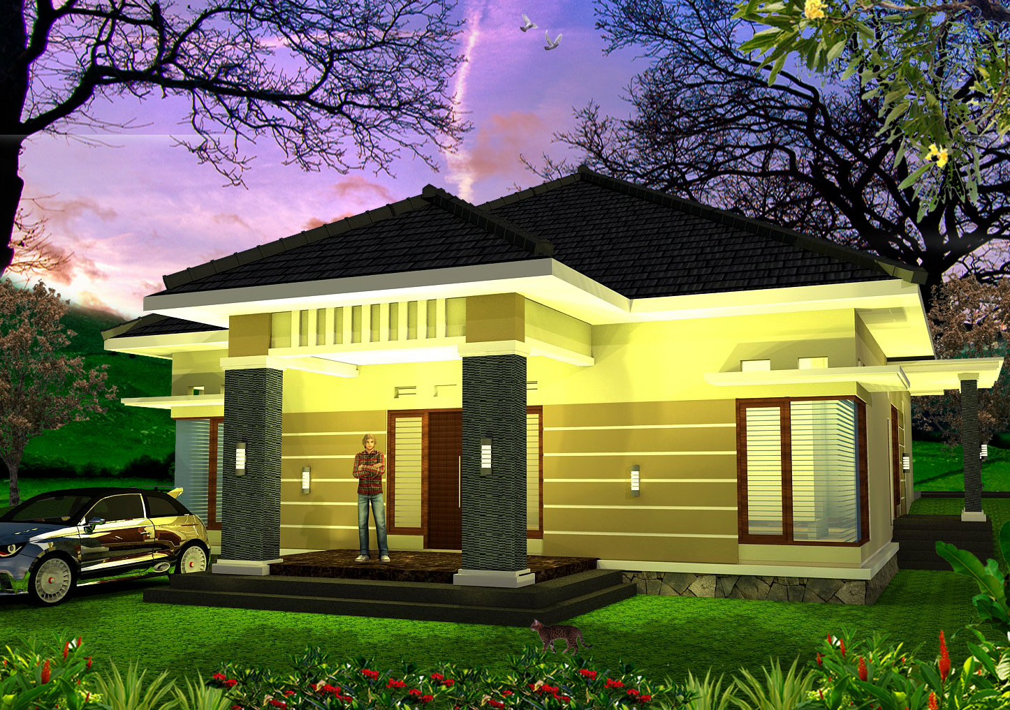 Detail Gambar Rumah Tipe 36 Latar Taman 3d Nomer 4