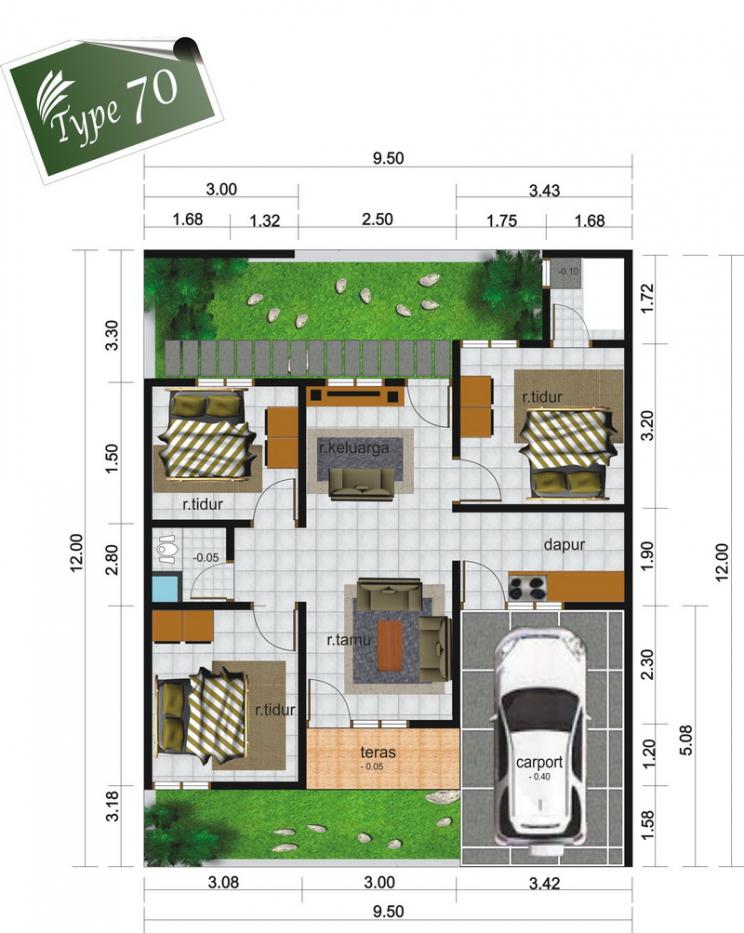 Detail Gambar Rumah Tipe 70 Nomer 52