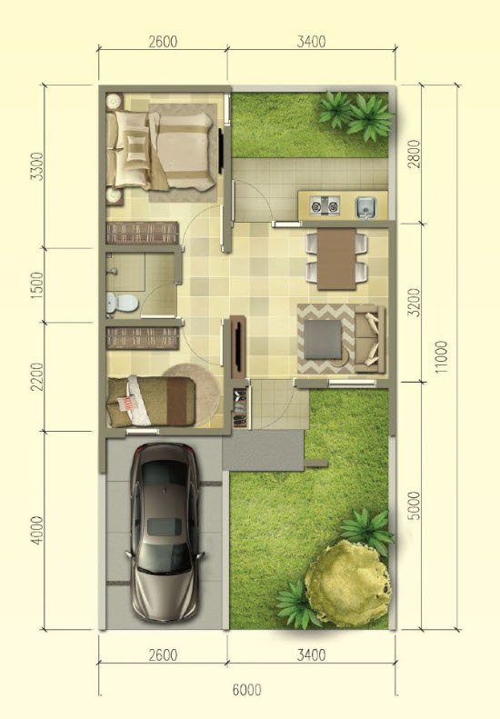 Detail Gambar Rumah Ukuran 6x11 Nomer 20