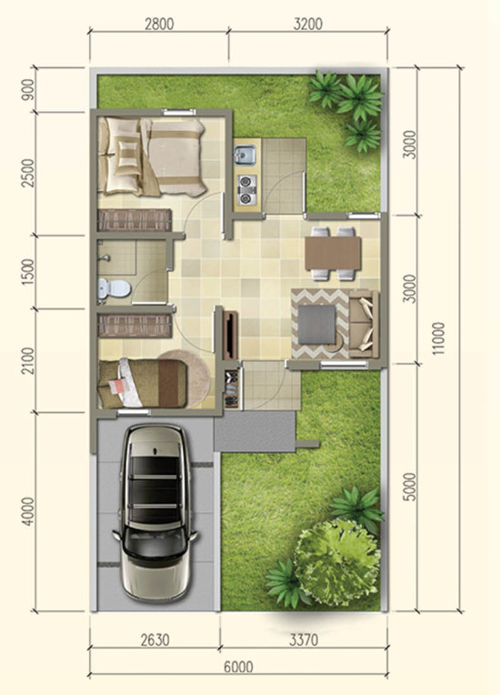 Detail Gambar Rumah Ukuran 6x11 Nomer 9
