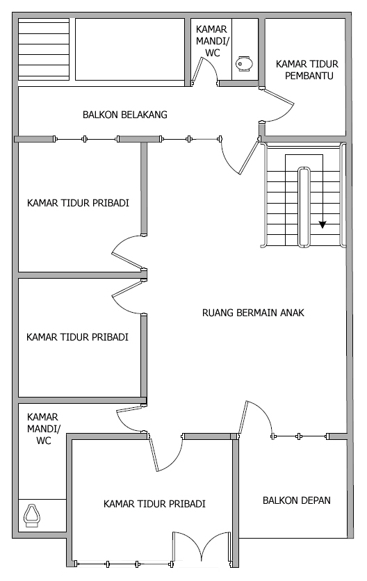 Detail Gambar Rumah Ukuran 7x13 Kamar 3 Nomer 45