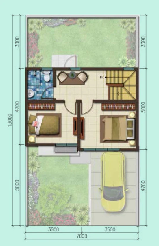 Detail Gambar Rumah Ukuran 7x13 Kamar 3 Nomer 7