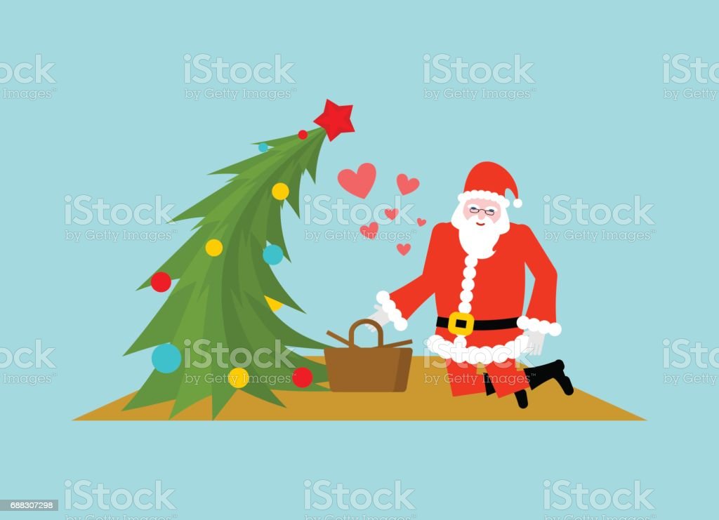 Detail Gambar Santa Claus Dan Pohon Natal Nomer 12