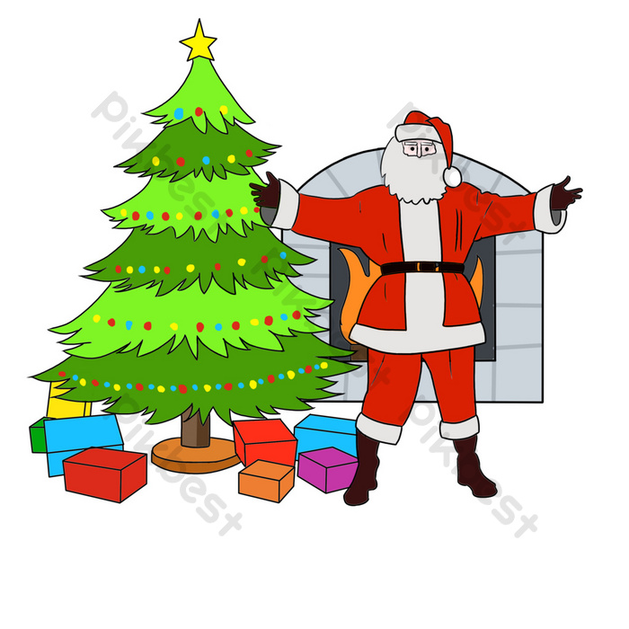 Detail Gambar Santa Claus Dan Pohon Natal Nomer 36