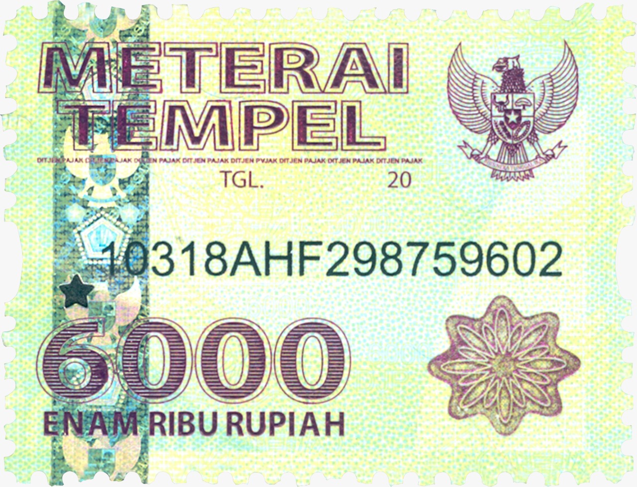 Detail Gambar Scan Materai 6000 Nomer 17