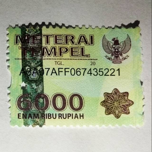 Detail Gambar Scan Materai 6000 Nomer 18
