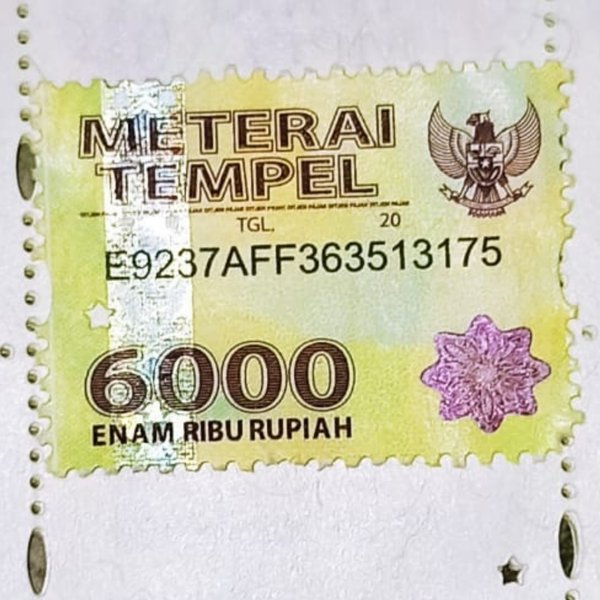 Detail Gambar Scan Materai 6000 Nomer 41