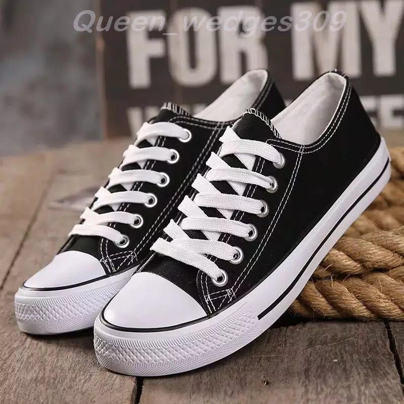 Detail Gambar Sepatu Hitam Putih Nomer 34